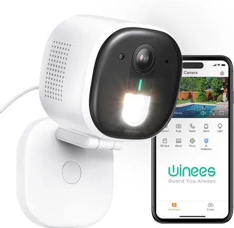 Security Cameras Outdoor, Wired 2K Wi-Fi Cameras for Home Security, 2.4G Indoor 