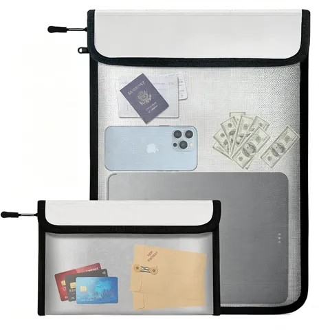 Fireproof Waterproof Document Bag Upgraded Two Pockets - 2000℉ Protection