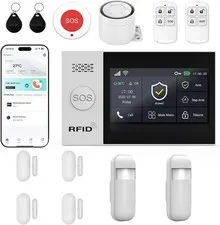 XUK 13-Piece WiFi 4G GSM Home Security Alarm System 4.3" Touchscreen-USED