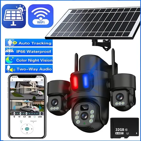 Outdoor Solar Security Cameras WiFi Night Vision PIR Sensor Surveillance Cam LOT