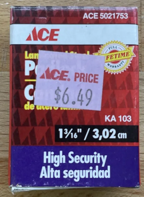 Ace Hardware Laminated Steel Double Locking Hardened Steel Shackle Lock 1 3/16in