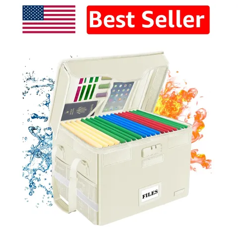 Portable Fireproof File Storage - Large Capacity Organizer with Security Lock