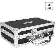 3 Pack Vaultz Medicine Safe Case w/ Combination Lock Black 8.35x5x2.5" Storage