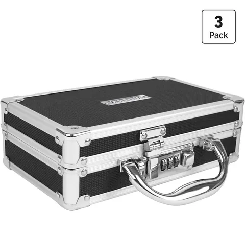 3 Pack Vaultz Medicine Safe Case w/ Combination Lock Black 8.35x5x2.5" Storage