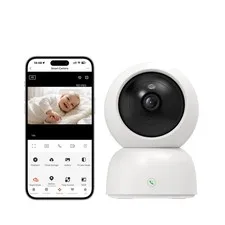 4MP 2K Indoor Security Camera, 360° PTZ Pet Monitor, Dual-Band WiFi, Night Visio