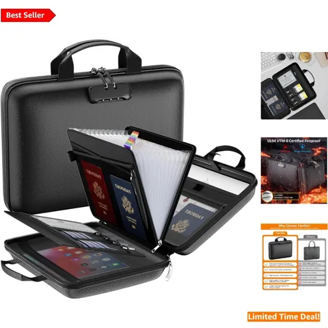 Large Capacity Fireproof File Organizer with Lock - Perfect for Important Docs