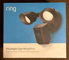 Ring Floodlight Cam Wired Plus 1080p Outdoor WiFi Camera with Night Vision Black