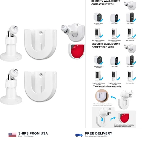 2pack Strong Adhesive Wall Mount +Adjustable Indoor/Outdoor Security Wall Mou...
