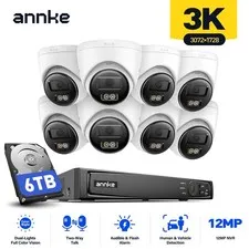 ANNKE 12MP 8CH NVR 5MP AI POE Security Camera System Two Way Audio Color Night