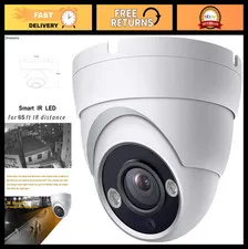 5MP HD Analog Coax Dome CCTV Security Camera, 100° Wide Angle, 65ft IR Night Vis