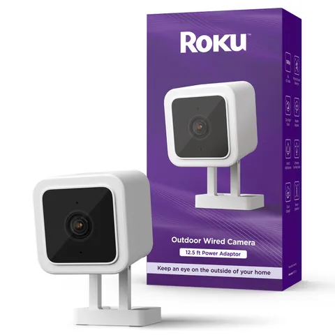 Roku Outdoor Camera for Home Security  IP65 Weather Resistant Wired Security ...