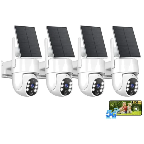 4-Pack 2K Wireless Solar Security Cameras with AI Detection & Two-Way Audio