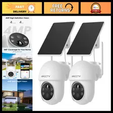 Wireless Solar Security Cameras 4MP, 360° View, Night Vision, 2-Way Audio, PIR S