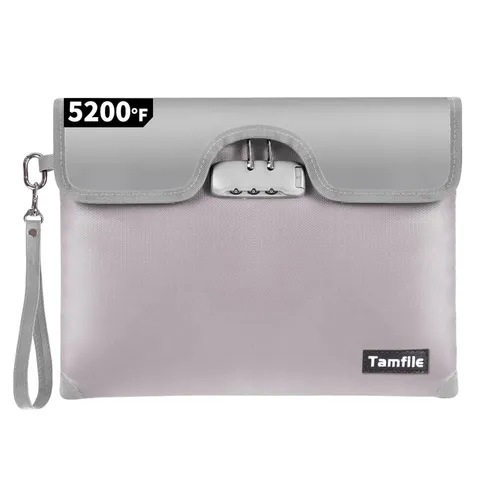 Fireproof Money Bag with Lock Waterproof Document Bag 8 Layer Security