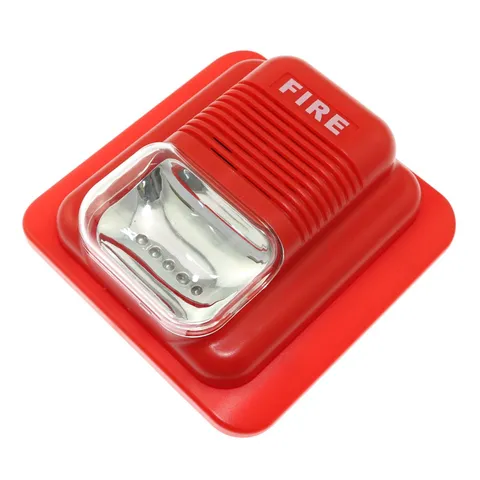 Maxmoral Fire Alarm Sound and Light 12/24V 125 x 125 x 47 mm, Red
