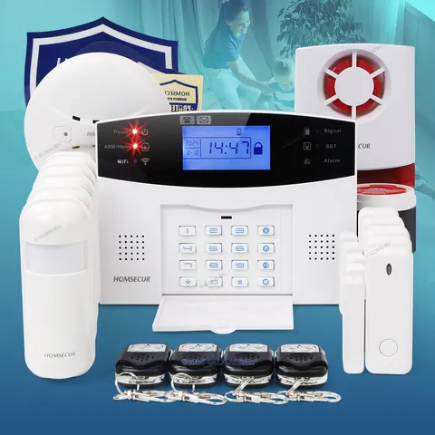HOMSECUR Wireless &wired WIFI 4G Home Security Alarm System+PIR+5*Door Sensor