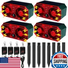 Qualirey 4 Pcs Solar Outdoor Motion Sensor Alarm Stake Animal Deterrent Dog