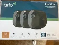 Arlo Pro 5S 2K Wireless 3 Camera Security Kit w/Dual Band WiFi 2 way Audio Black