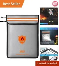 3-Layer Fireproof Document Bag 15x11" with Reflective Strip for Emergencies