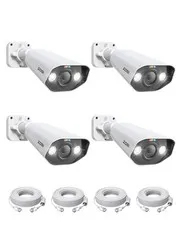 4PK 5MP PoE Add-on Cameras with Ethernet Cables, Human Vehicle Detection, 2-W...