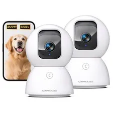 CINMOORE CM-C2U 5G Indoor Security Camera 2-Pack 3K PTZ WiFi AI Facial