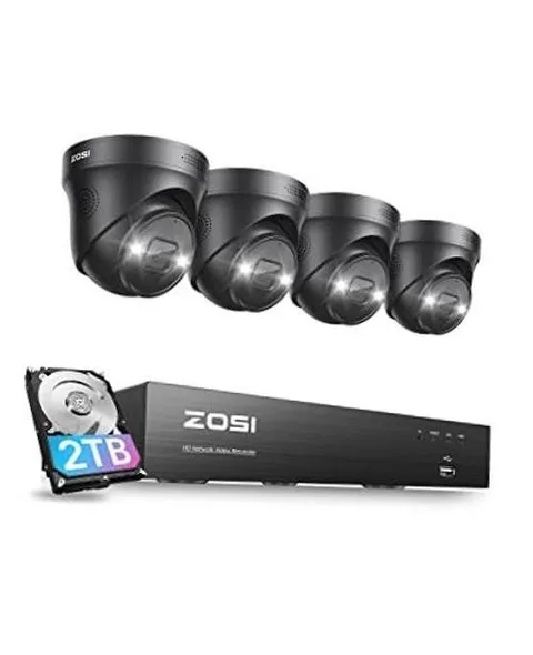 4K PoE Security Camera System,2 Way Audio,8 Ports 16CH 8MP/4K NVR 4K POE-4Cam
