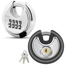 4 Digit Combination Disc Padlock and Padlock with Keys,Outdoor Lock for Stora...