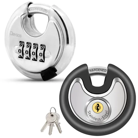 4 Digit Combination Disc Padlock and Padlock with Keys,Outdoor Lock for Stora...