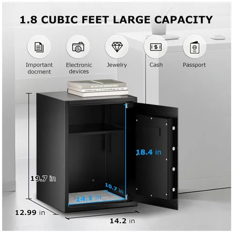 Large Digital Safe Box with Removable Shelf~