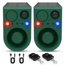 ChunHee Solar Outdoor Motion Sensor Alarm with Dog Barking Alarm Sound, Suppo...