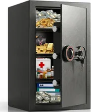 Large 23.6" Safe Box with LED Light, Digital Keypad & Removable Shelves