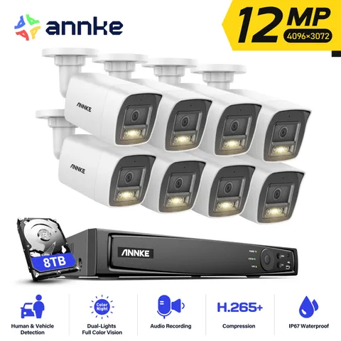 ANNKE 12MP Color Night Vision PoE Security Camera System 8CH NVR Audio Recording