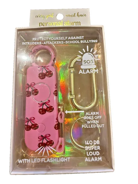 Personal Alarm Keychain with LED Flashlight SOS Alarm Cherry Simply Southern