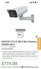 Axis AXIS M1137-E Mk II 5MP IP Box Camera Outdoor Weatherproof Wired White