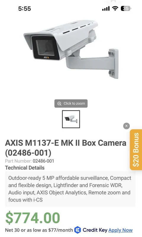 Axis AXIS M1137-E Mk II 5MP IP Box Camera Outdoor Weatherproof Wired White