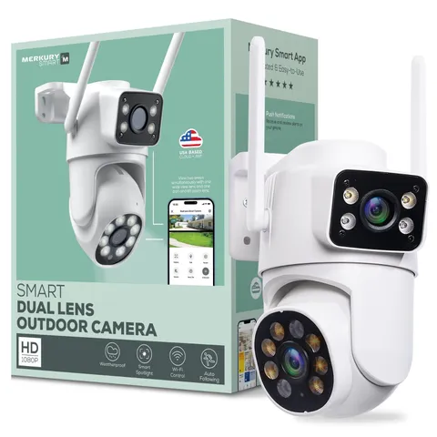 Merkury Smart Outdoor Security Camera 1080p - Dual Lens Pan-Tilt (MI-CW084-199W)