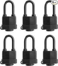 Heavy Duty Waterproof Padlocks Keyed Alike, 1-9/16" Laminated Steel, 6 Pack