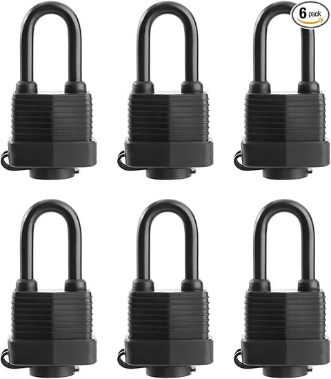 Heavy Duty Waterproof Padlocks Keyed Alike, 1-9/16" Laminated Steel, 6 Pack