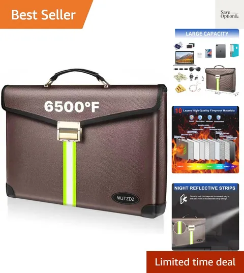 6500°F Document Bag with Lock,Upgraded /Waterproof Money Bag with Zipper/Refl...