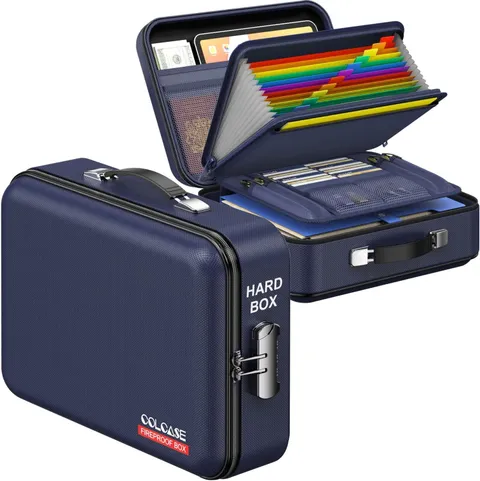 Fireproof File Box, Hard Case Fireproof Document Organizer with Lock Hard-Shell