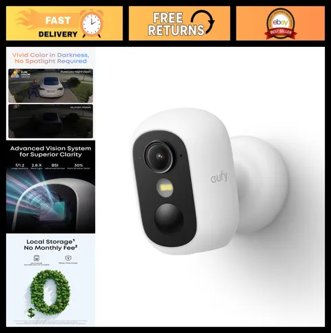 Wireless Security Camera, Outdoor/Indoor, 2K HD, Night Vision, Motion Detection