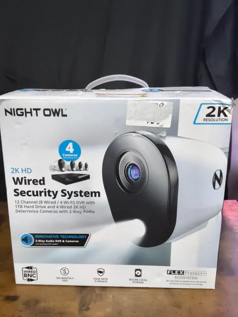 £Night Owl 2K Security System 4 Camera 2TB DVR Night Vision 2-Way Audio (D1)