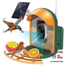 Smart Bird Feeder with Camera, Solar Powered Wireless Birds 2K With Stand Green
