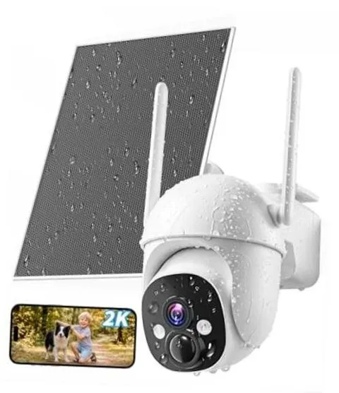 2K Solar Security Cameras Wireless Outdoor, 360° View Outdoor Camera for P45-J