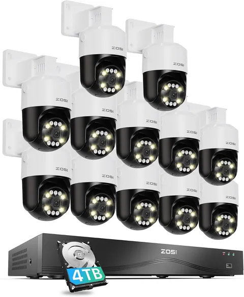 ZOSI 16CH 12 x 4K POE 8MP Security Camera System AI Detect 2-Way Audio with 4TB