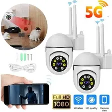 2 Pack Wireless 5G WiFi Security Camera System Smart Outdoor Night Vision 1080P