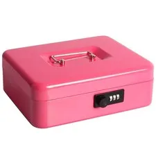 Large Cash Box Money Tray Combination Lock 9.8x7.9x3.5 Inches Pink