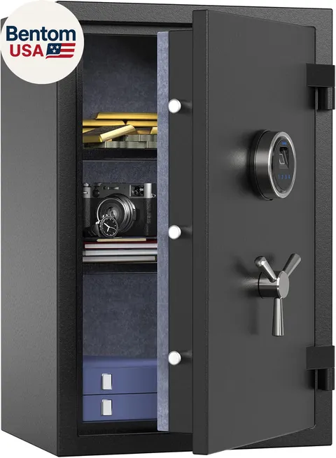 Biometric Fingerprint Fireproof Safe Box,Digital Fire Proof Safe with 3 Spoke Ha