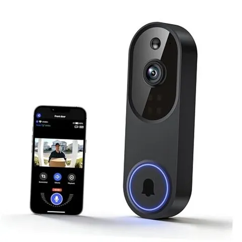 1080P Wireless Video Doorbell Camera, Outdoor Surveillance Cameras, FHD Black