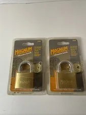 2 Master Lock Magnum #2400 Padlock  New in Sealed Package 1998 Brass 2 Keys Ea.